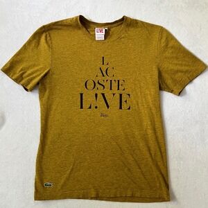 Lacoste L!VE Graphic T-Shirt Mustard Yellow Eye Chart Logo Size 4 M